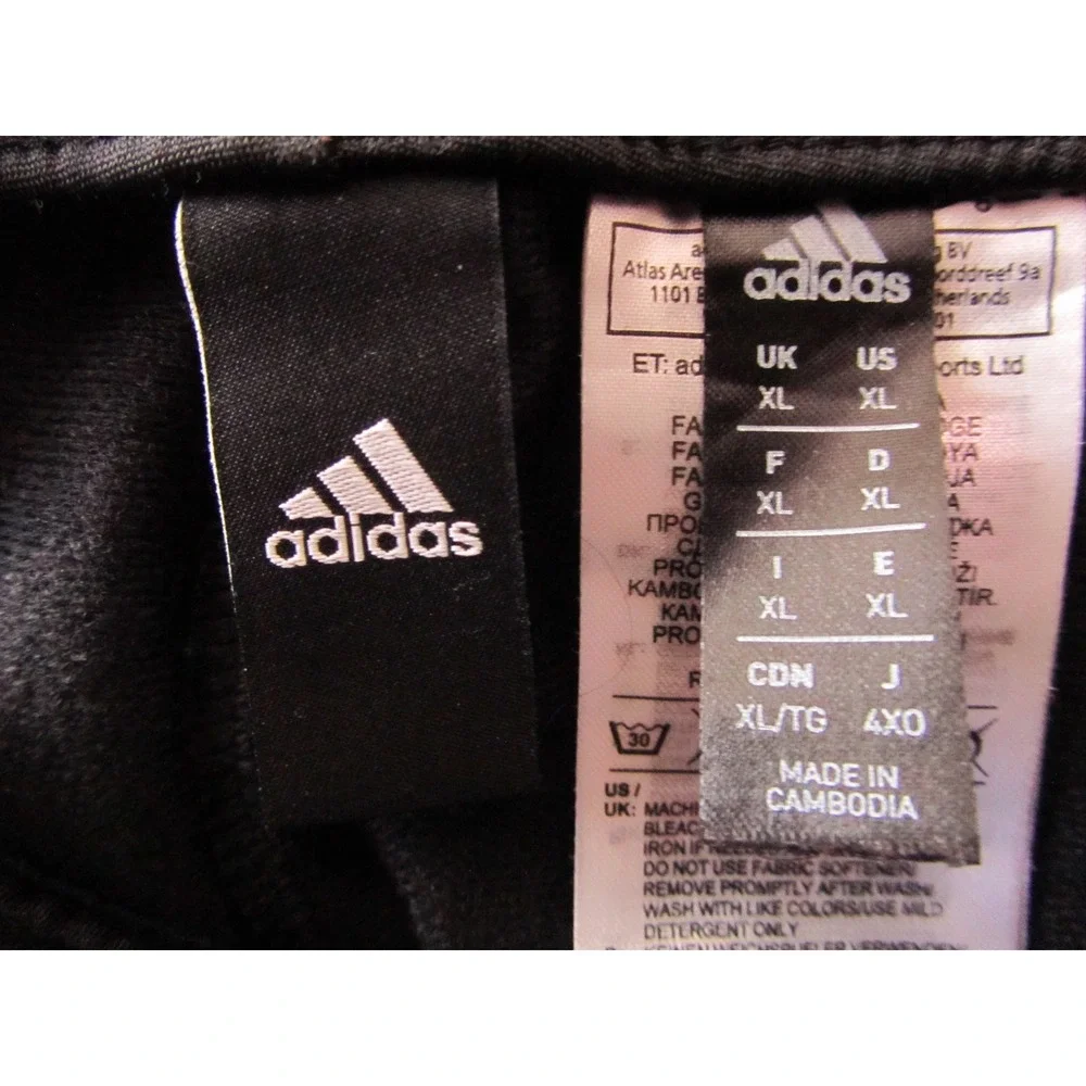 Adidas Mens XL Black Track Pants Joggers Tapered Leg Elastic Waist Drawstring